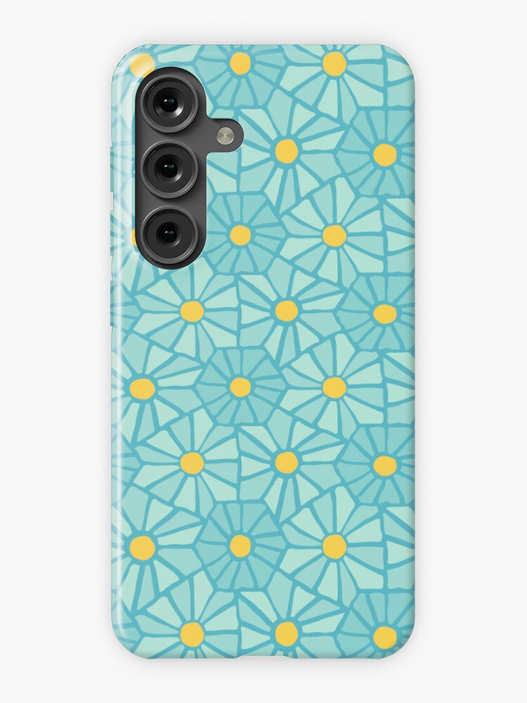 Thumbnail 1 of 4, Samsung Galaxy Phone Case, Tessellated Flowers Pattern - Teal Tiles (micro) designed and sold by anisgott.