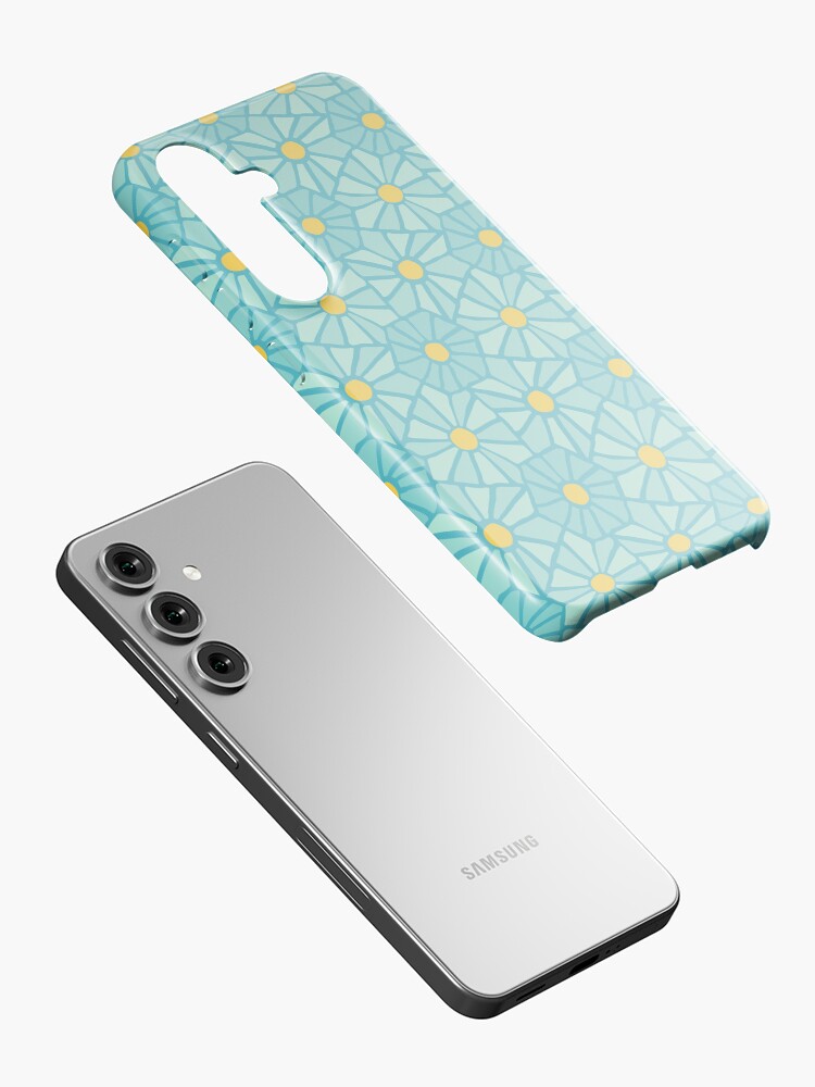 Thumbnail 2 of 4, Samsung Galaxy Phone Case, Tessellated Flowers Pattern - Teal Tiles (micro) designed and sold by anisgott.