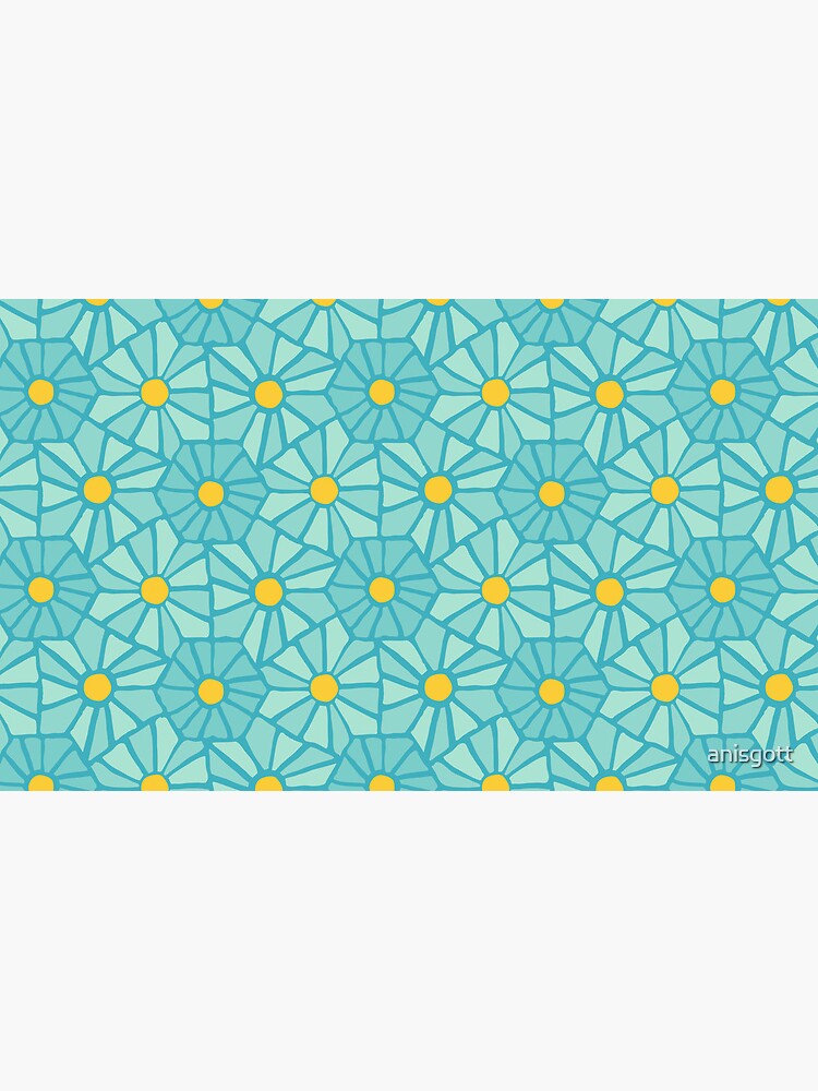 Thumbnail 4 of 4, Coffee Mug, Tessellated Flowers Pattern - Teal Tiles (micro) designed and sold by anisgott.