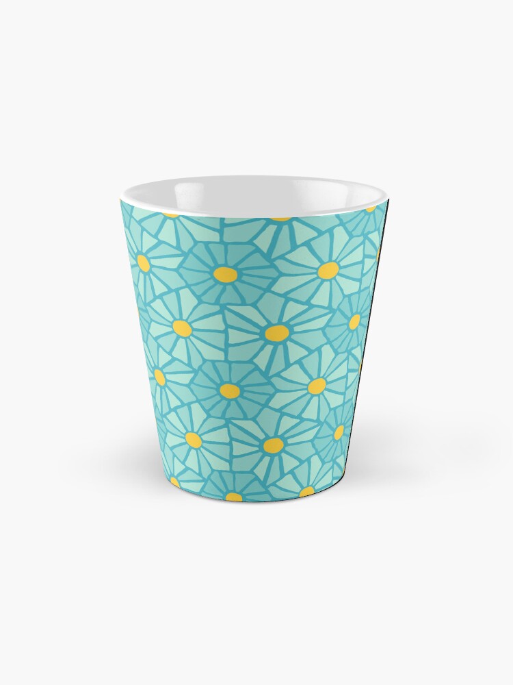 Thumbnail 2 of 4, Coffee Mug, Tessellated Flowers Pattern - Teal Tiles (micro) designed and sold by anisgott.