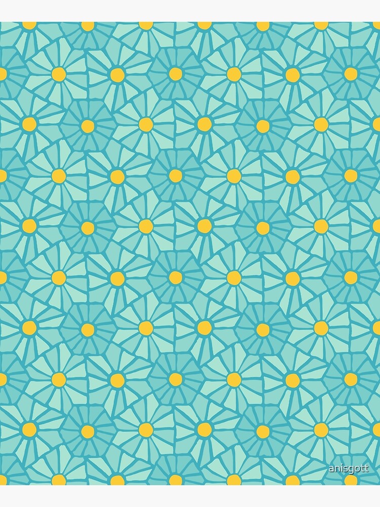 Thumbnail 6 of 6, Apron, Tessellated Flowers Pattern - Teal Tiles (micro) designed and sold by anisgott.