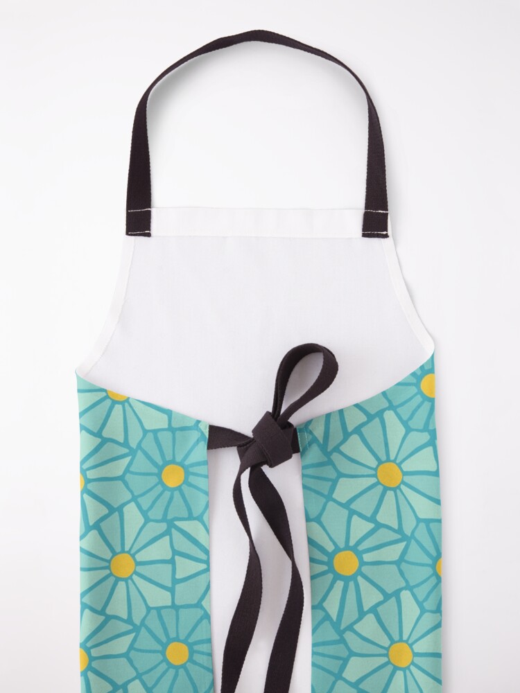 Thumbnail 5 of 6, Apron, Tessellated Flowers Pattern - Teal Tiles (micro) designed and sold by anisgott.