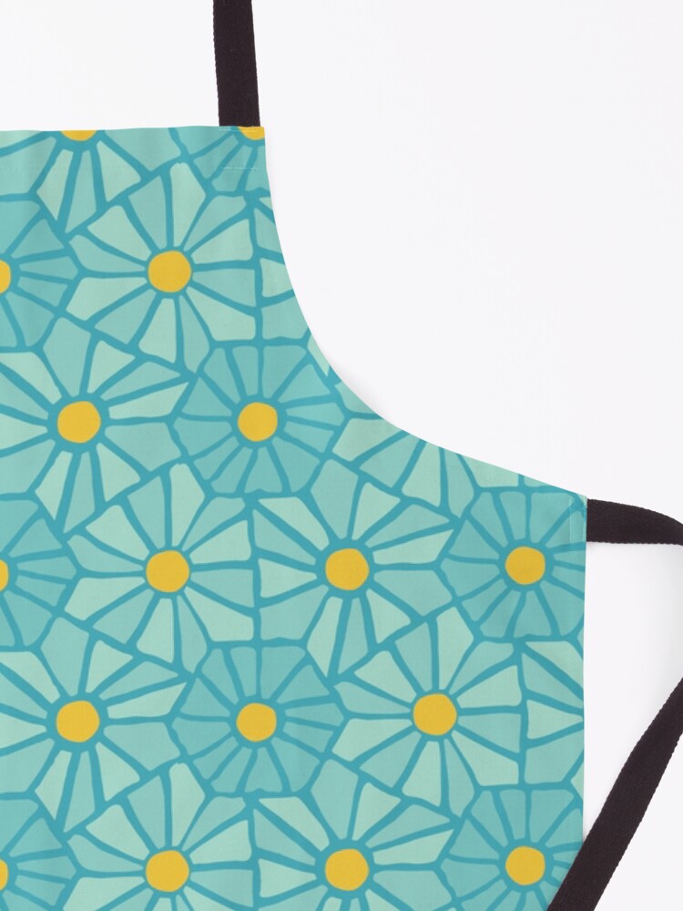 Thumbnail 3 of 6, Apron, Tessellated Flowers Pattern - Teal Tiles (micro) designed and sold by anisgott.