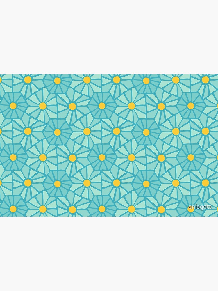 Thumbnail 2 of 2, Laptop Sleeve, Tessellated Flowers Pattern - Teal Tiles (micro) designed and sold by anisgott.