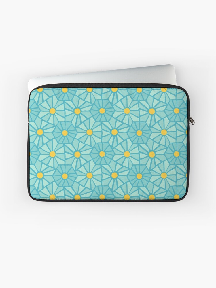 Thumbnail 1 of 2, Laptop Sleeve, Tessellated Flowers Pattern - Teal Tiles (micro) designed and sold by anisgott.