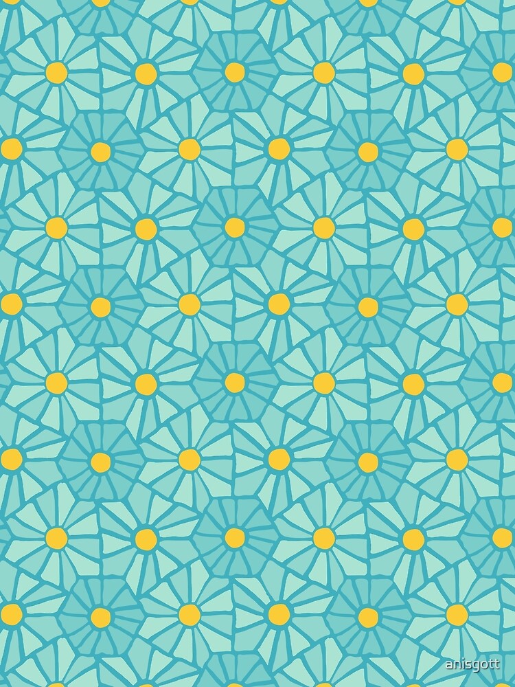 Thumbnail 5 of 5, Graphic T-Shirt, Tessellated Flowers Pattern - Teal Tiles (micro) designed and sold by anisgott.