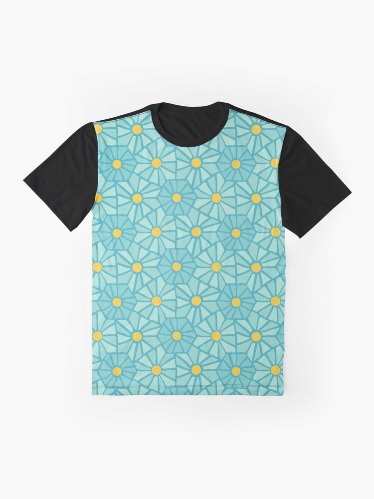 Thumbnail 4 of 5, Graphic T-Shirt, Tessellated Flowers Pattern - Teal Tiles (micro) designed and sold by anisgott.