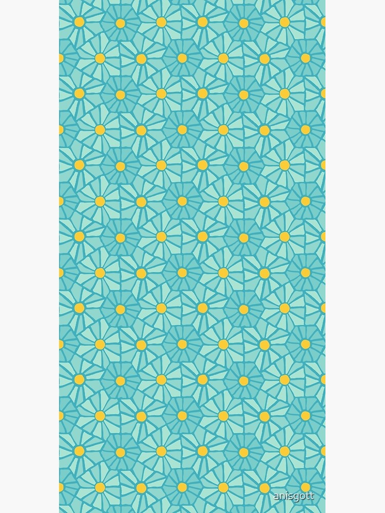 Thumbnail 3 of 3, Duffle Bag, Tessellated Flowers Pattern - Teal Tiles (micro) designed and sold by anisgott.