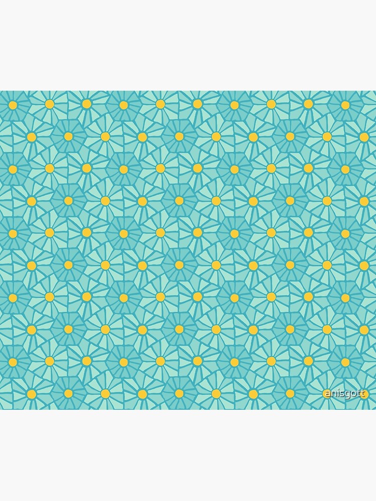 Thumbnail 2 of 2, Duvet Cover, Tessellated Flowers Pattern - Teal Tiles (micro) designed and sold by anisgott.