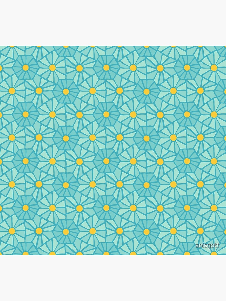 Thumbnail 5 of 5, Socks, Tessellated Flowers Pattern - Teal Tiles (micro) designed and sold by anisgott.