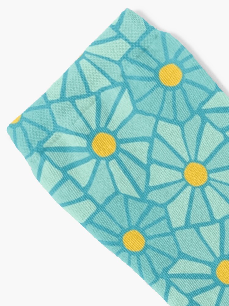 Thumbnail 2 of 5, Socks, Tessellated Flowers Pattern - Teal Tiles (micro) designed and sold by anisgott.