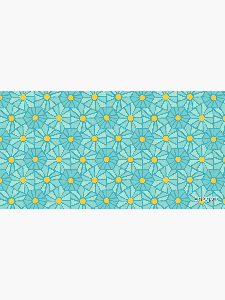 Thumbnail 5 of 5, Mouse Pad, Tessellated Flowers Pattern - Teal Tiles (micro) designed and sold by anisgott.