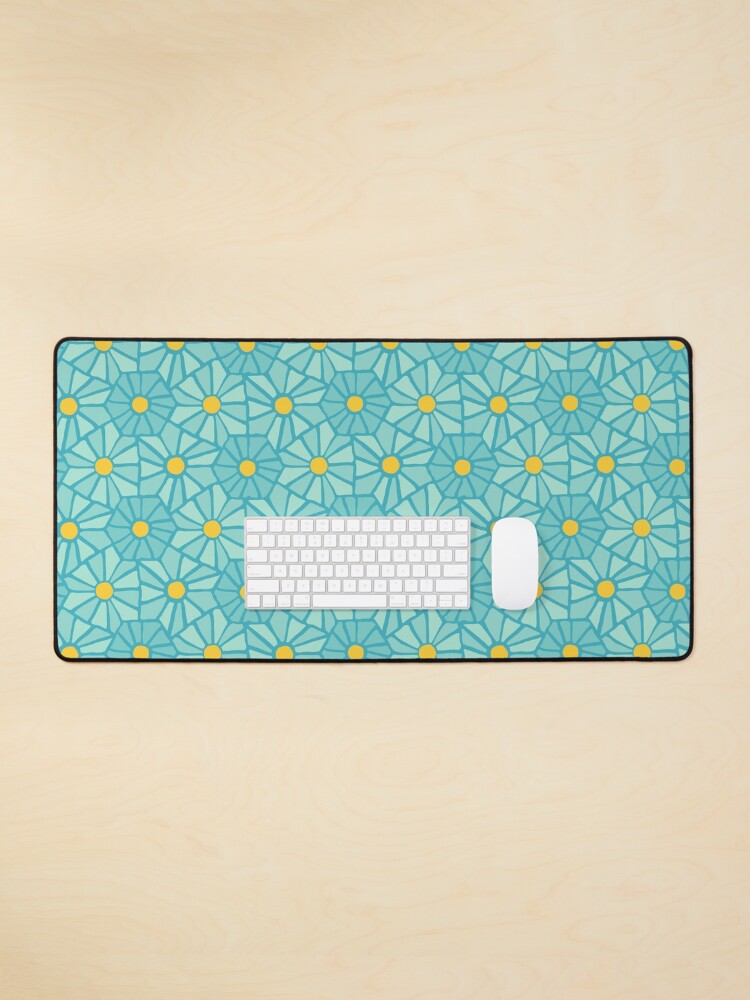 Thumbnail 1 of 5, Mouse Pad, Tessellated Flowers Pattern - Teal Tiles (micro) designed and sold by anisgott.