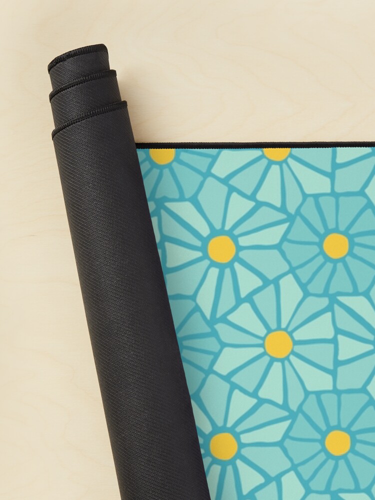 Thumbnail 2 of 5, Mouse Pad, Tessellated Flowers Pattern - Teal Tiles (micro) designed and sold by anisgott.