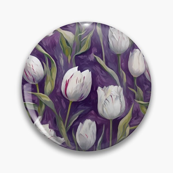 Item preview, Post-Impressionist White & Purple Tulips in Van Gogh Style designed and sold by TheMerch-er.