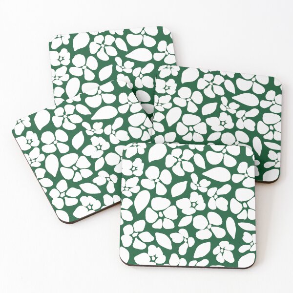 Item preview, Minimalist Flower Abstract Pattern (white/forest green) designed and sold by Design Minds Boutique.