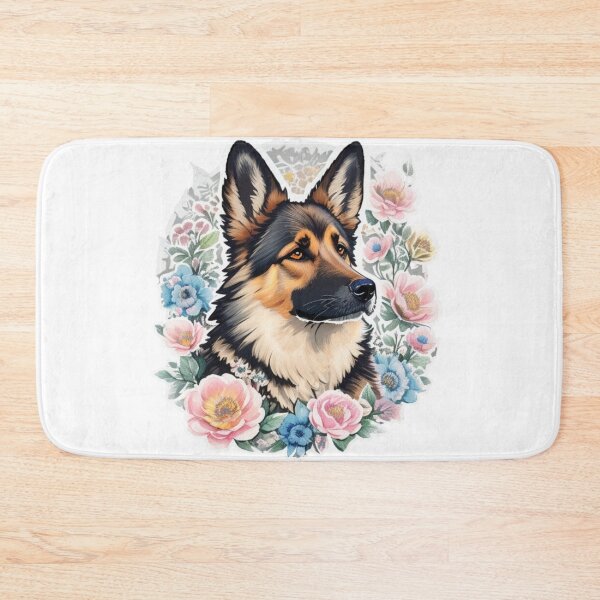 Item preview, Adorable German Shepherd with watercolor flowers designed and sold by YourNameMatters.