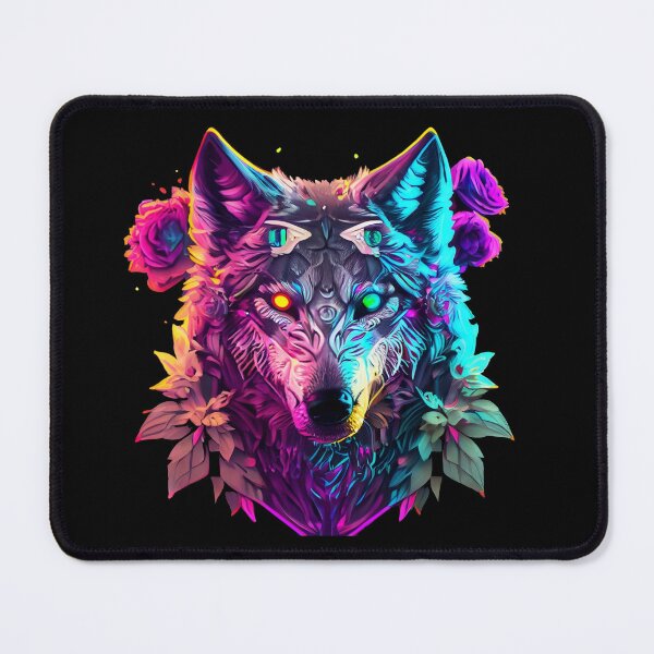 Item preview, colorful wolf with flowers designed and sold by czarnyfeniks.