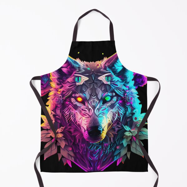 Item preview, colorful wolf with flowers designed and sold by czarnyfeniks.