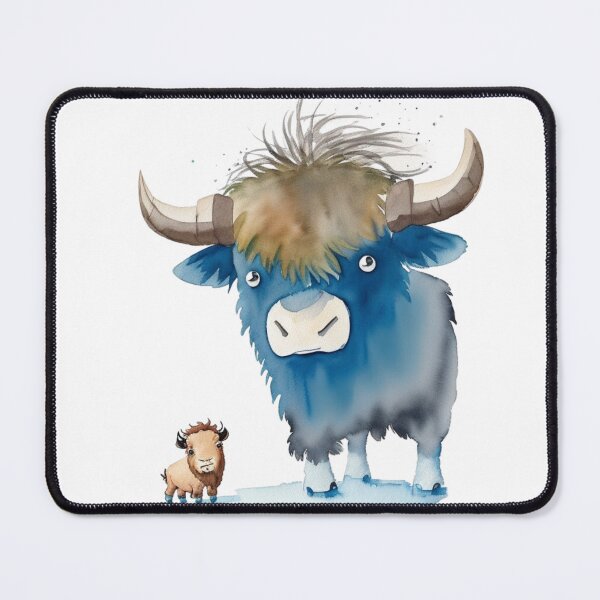 Item preview, cute watercolor illustration of a young bison designed and sold by Mo-rx.