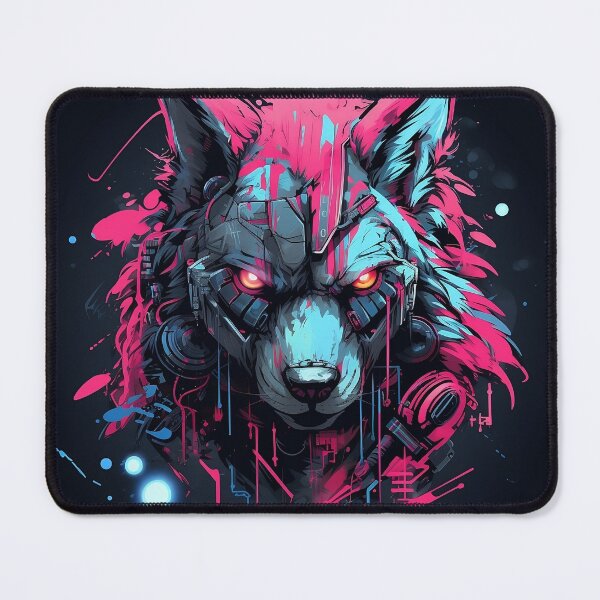 Item preview, Cybernetic Wolf Futuristic Art Print designed and sold by imaginariumlab.
