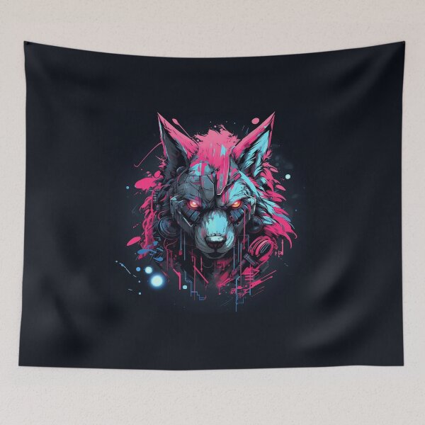 Item preview, Cybernetic Wolf Futuristic Art Print designed and sold by imaginariumlab.