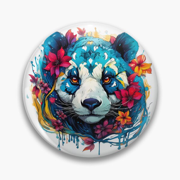 Item preview, Panda Bear Art - Blue Panda With Flowers For Panda Lovers designed and sold by AlanPhotoArt.