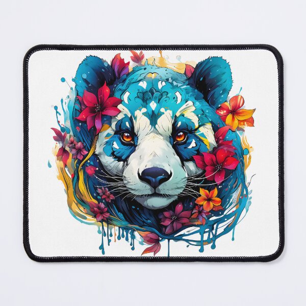 Item preview, Panda Bear Art - Blue Panda With Flowers For Panda Lovers designed and sold by AlanPhotoArt.