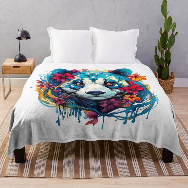 Item preview, Panda Bear Art - Blue Panda With Flowers For Panda Lovers designed and sold by AlanPhotoArt.