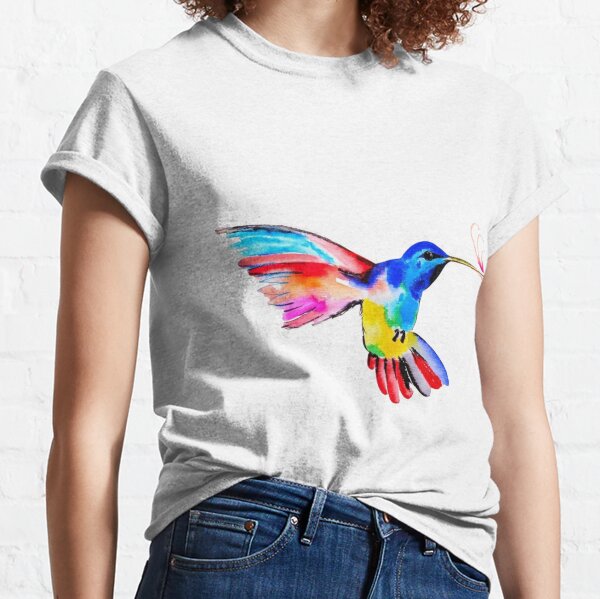 Watercolor Hummingbird in Flight Classic T-Shirt