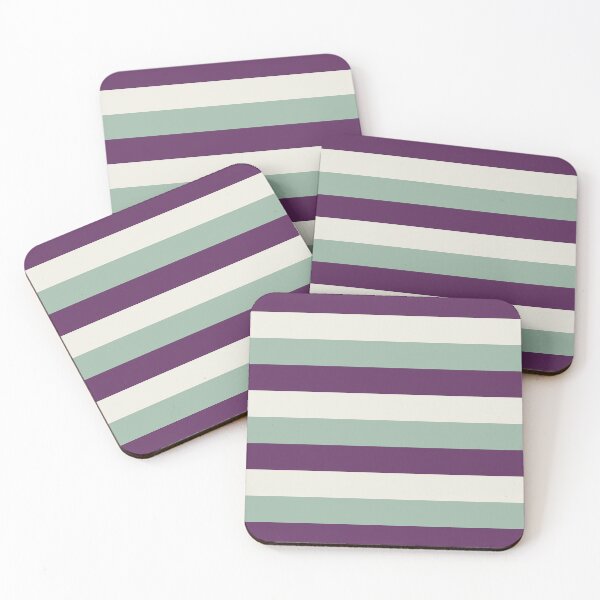Item preview, 3 Large AUBERGINE (PURPLE), MUTED GREEN and CREAM Horizontal STRIPES designed and sold by RachelMacht.