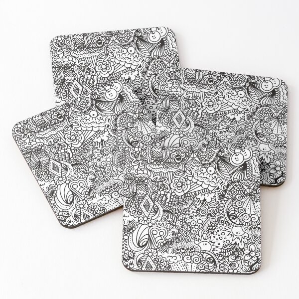 Item preview, Whimsical Monochrome Delights: A Playful Black and White Doodle Print designed and sold by Anto2030.