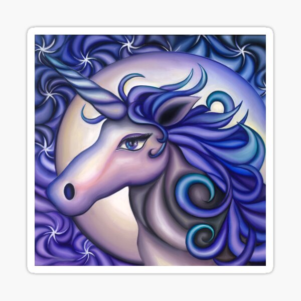 Unicorn with Moon and Stars Sticker