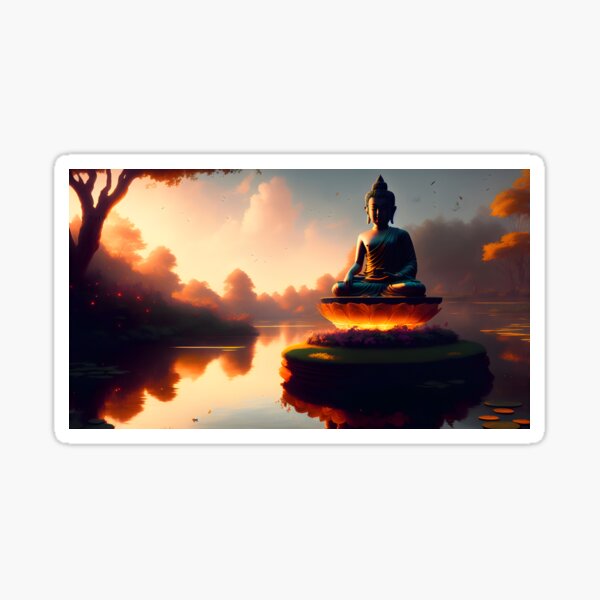 Wall sticker Buddha statue in sunset