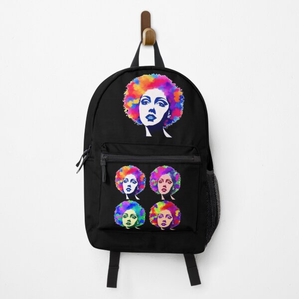 Item preview, A watercolour and ink abstract design of a woman's face with colourful hair. Pop art - purple, cyan, blue, orange, pink, yellow, red, green, white designed and sold by ArtfulOctopus.