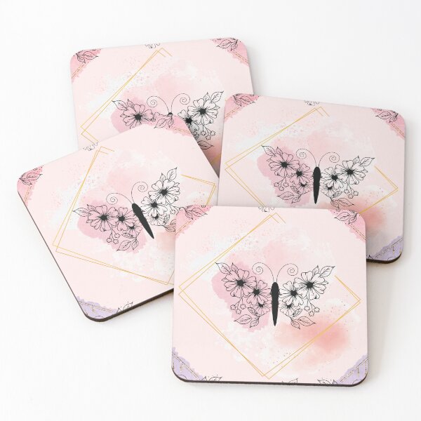 Item preview, Flower Spirits Floral Pink Black Butterfly designed and sold by fatydesignspace.