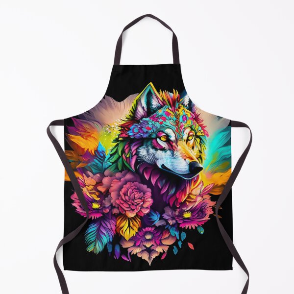 Item preview, colorful wolf with flowers designed and sold by czarnyfeniks.