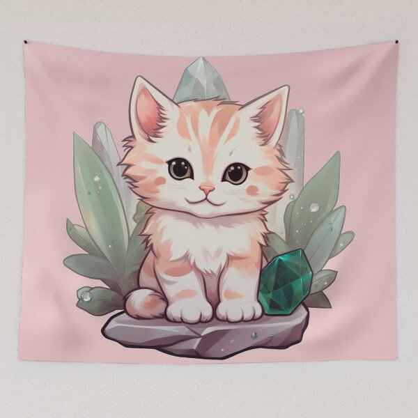 Item preview, Kitten and green crystals designed and sold by Polistchuk.