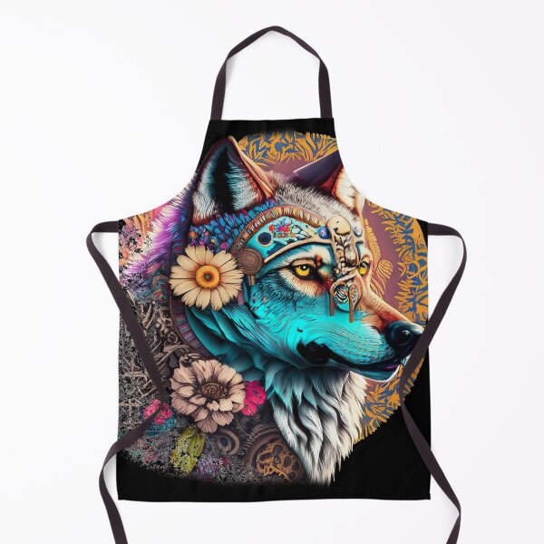 Item preview, colorful wolf with flowers designed and sold by czarnyfeniks.