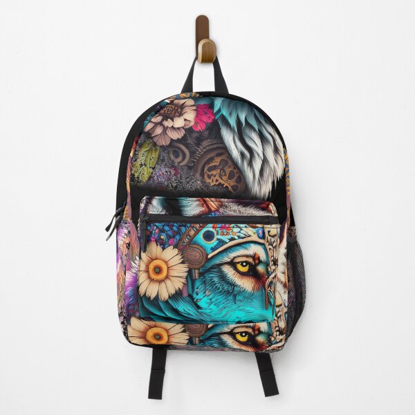 Item preview, colorful wolf with flowers designed and sold by czarnyfeniks.