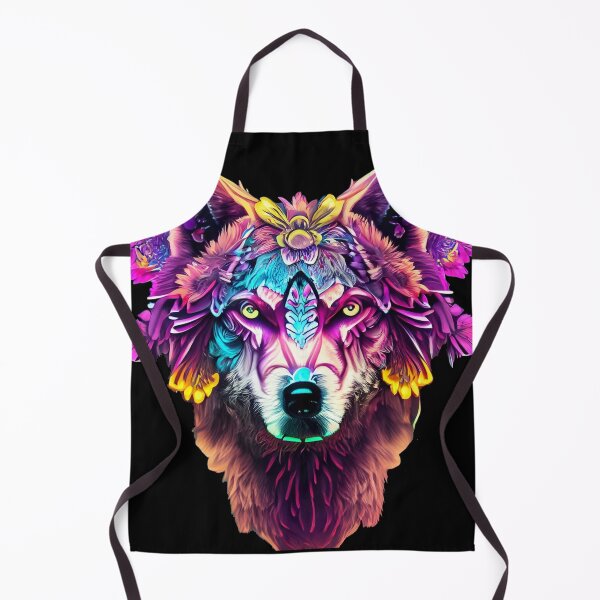 Item preview, colorful wolf with flowers designed and sold by czarnyfeniks.