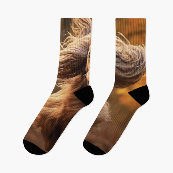Item preview, Active healthy Afghan Hound dog running with open mouth sticking out tongue on the sand on the background of beach in bright day. designed and sold by anytka.