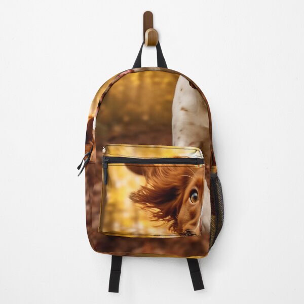 Item preview, Active healthy Brittany dog running with open mouth sticking out tongue on the sand on the background of beach in bright day. designed and sold by anytka.