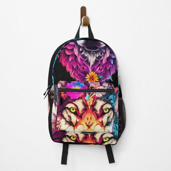Item preview, colorful wolf with flowers designed and sold by czarnyfeniks.