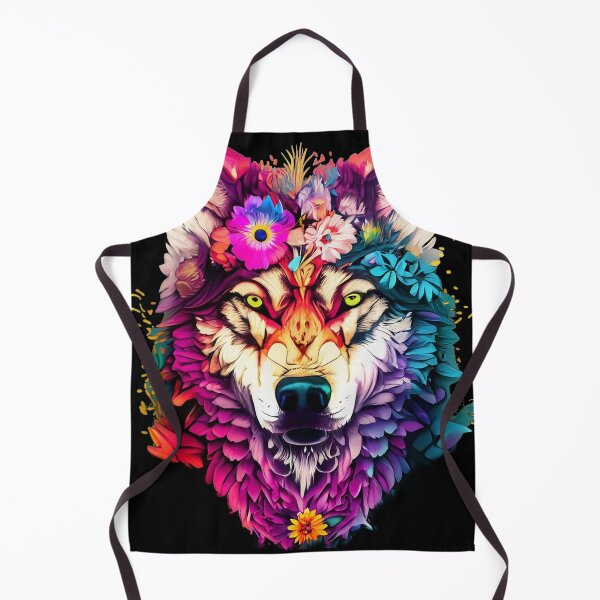Item preview, colorful wolf with flowers designed and sold by czarnyfeniks.