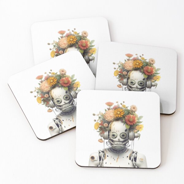 Item preview, Robot wearing floral crown.  designed and sold by McKinneyDigital.