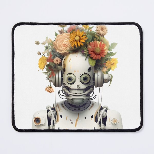 Item preview, Robot wearing floral crown.  designed and sold by McKinneyDigital.
