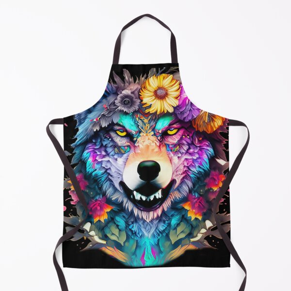 Item preview, colorful wolf with flowers designed and sold by czarnyfeniks.