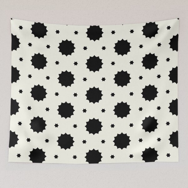 Item preview, Black and White Repeat Pattern; Black Stars on White Background designed and sold by WoollyOrbit2000.