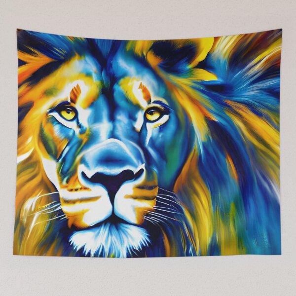 Item preview, Lion 9 blue yellow designed and sold by christineiris.